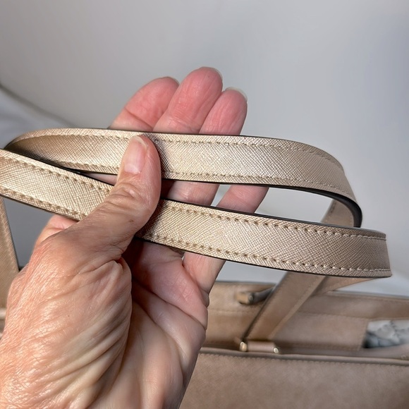 KATE SPADE Rose Gold Glimmer X Large Tote Satchel Handbag Metallic Shoulder Bag - Picture 4 of 10